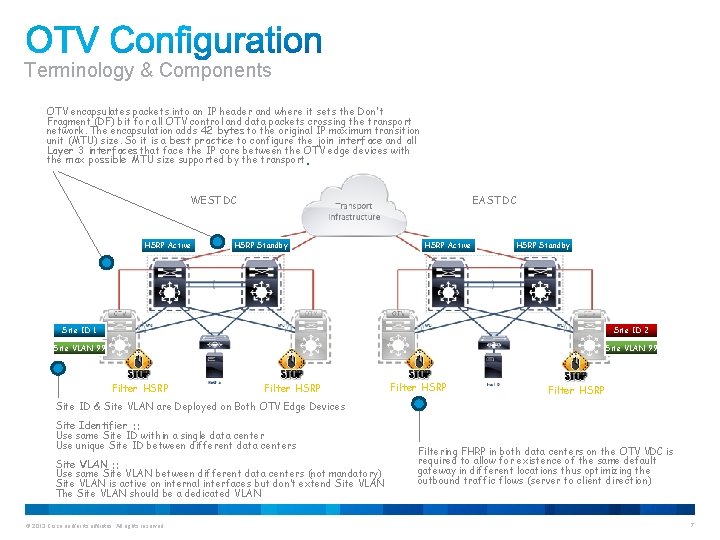 Terminology & Components OTV encapsulates packets into an IP header and where it sets