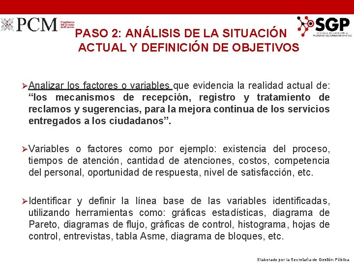 PASO 2: ANÁLISIS DE LA SITUACIÓN ACTUAL Y DEFINICIÓN DE OBJETIVOS ØAnalizar los factores