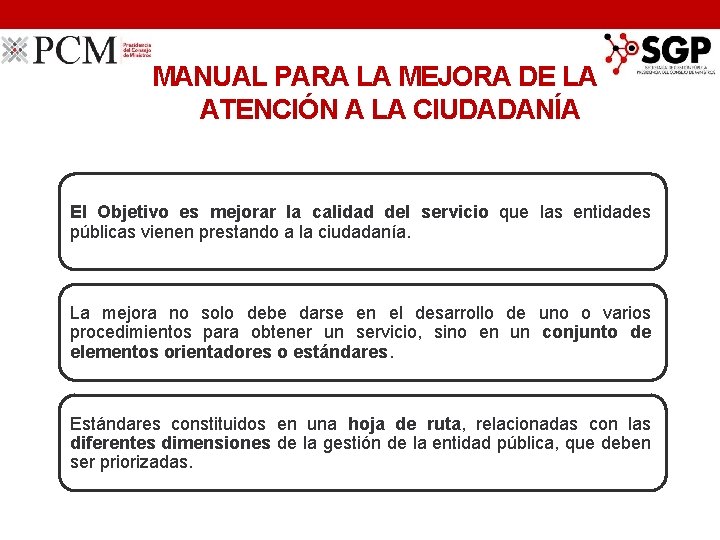 MANUAL PARA LA MEJORA DE LA ATENCIÓN A LA CIUDADANÍA El Objetivo es mejorar