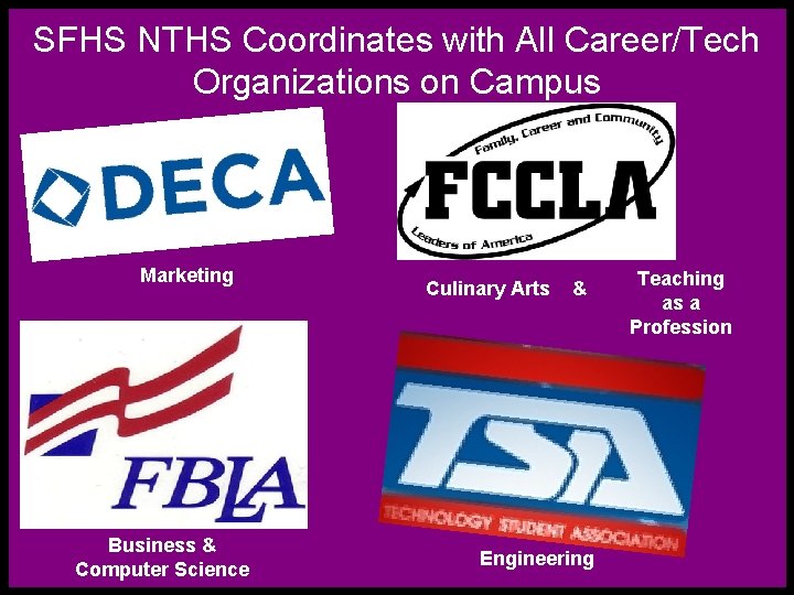 SFHS NTHS Coordinates with All Career/Tech Organizations on Campus Marketing Business & Computer Science