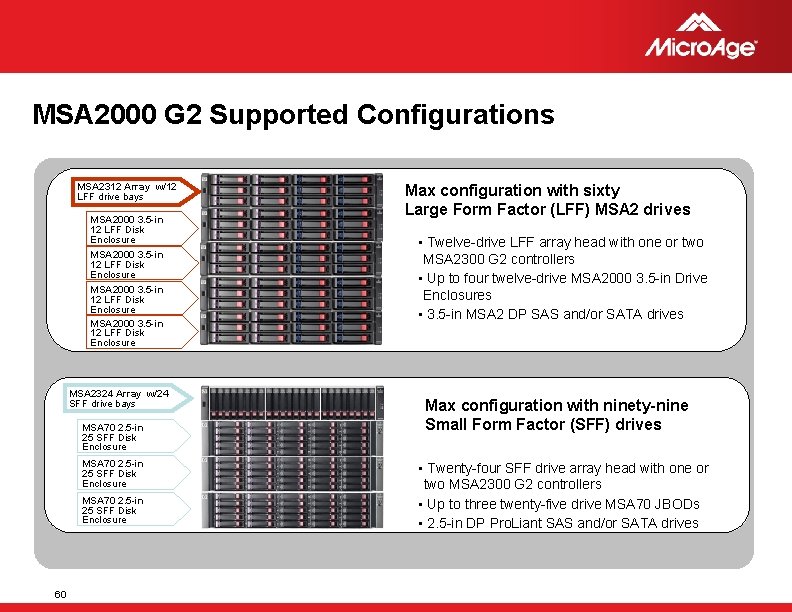 MSA 2000 G 2 Supported Configurations MSA 2312 Array w/12 LFF drive bays MSA