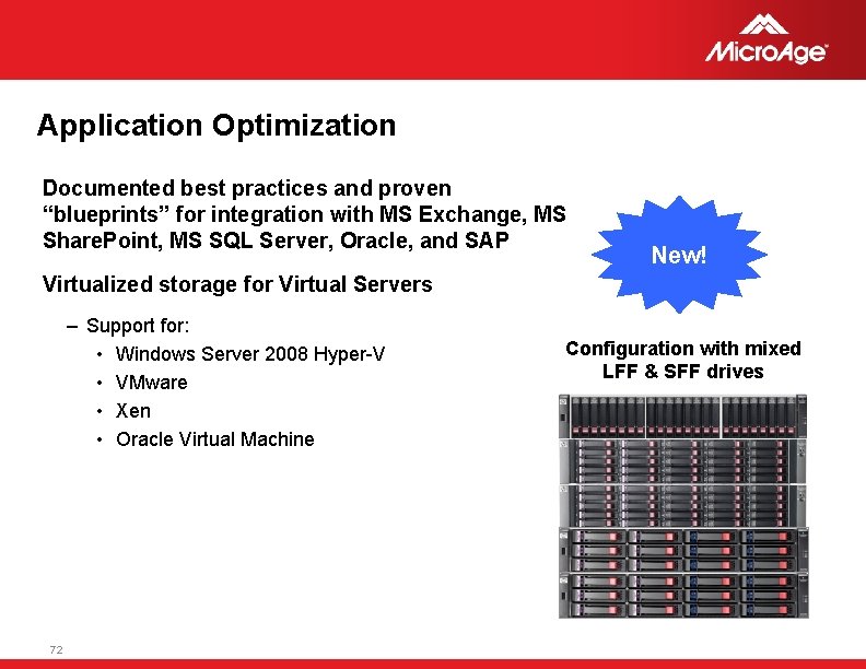 Application Optimization Documented best practices and proven “blueprints” for integration with MS Exchange, MS