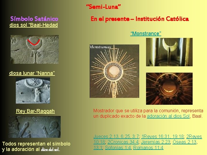 “Semi-Luna” Símbolo Satánico dios sol “Baal-Hadad En el presente – Institución Católica “Monstrance” diosa