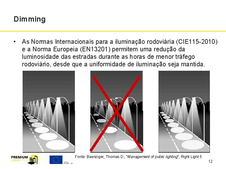 Dimming • As Normas Internacionais para a iluminação rodoviária (CIE 115 -2010) e a