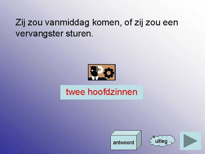 Zij zou vanmiddag komen, of zij zou een vervangster sturen. twee hoofdzinnen antwoord uitleg