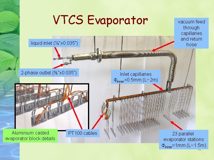 VTCS Evaporator liquid inlet (¼”x 0. 035”) 2 -phase outlet (⅜”x 0. 035”) Aluminium
