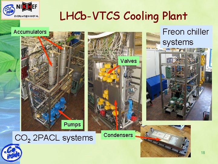 LHCb-VTCS Cooling Plant Freon chiller systems Accumulators Valves Pumps CO 2 2 PACL systems