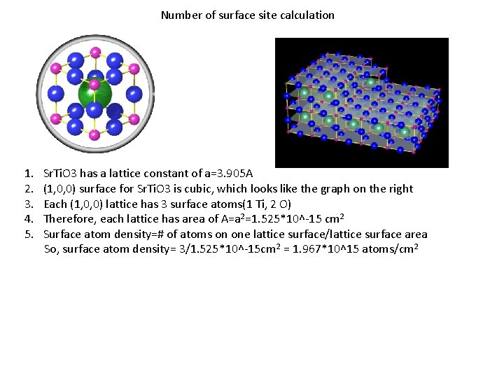 Number of surface site calculation 1. Sr. Ti. O 3 has a lattice constant