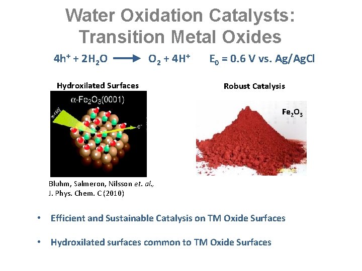 Water Oxidation Catalysts: Transition Metal Oxides 4 h+ + 2 H 2 O O