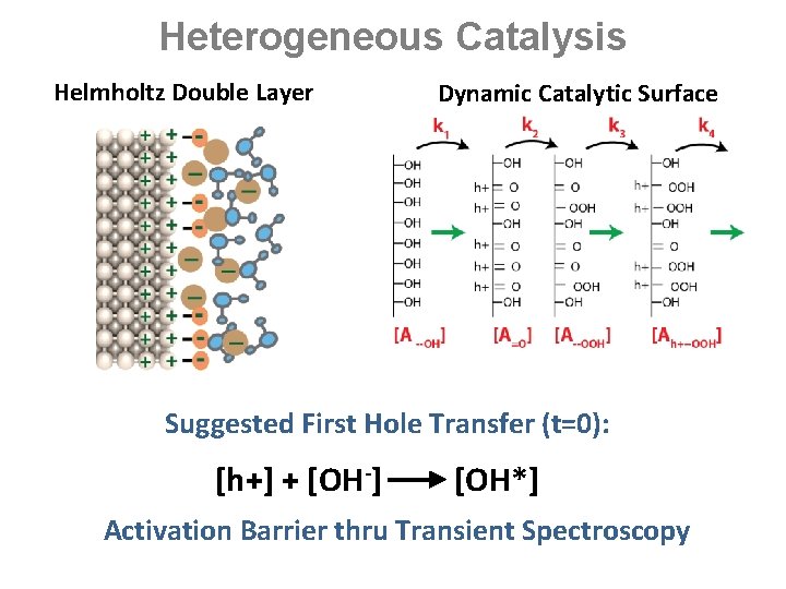 Heterogeneous Catalysis Helmholtz Double Layer Dynamic Catalytic Surface Suggested First Hole Transfer (t=0): [h+]