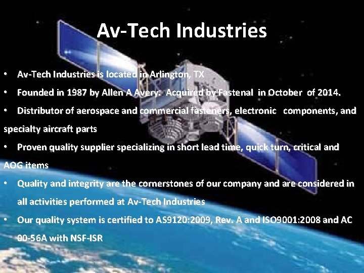 Av-Tech Industries • Av-Tech Industries is located in Arlington, TX • Founded in 1987