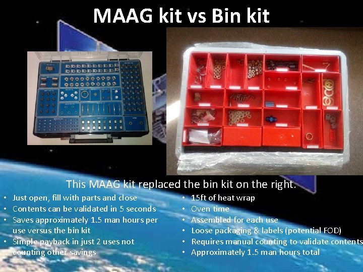 MAAG kit vs Bin kit This MAAG kit replaced the bin kit on the