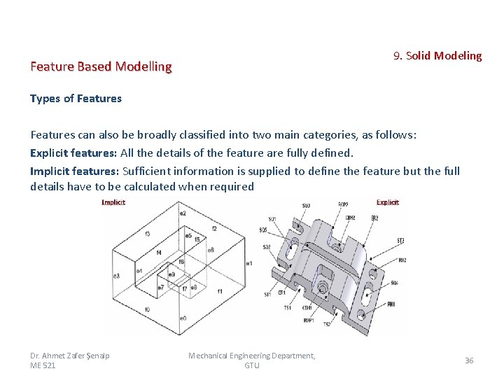 9. Solid Modeling Feature Based Modelling Types of Features can also be broadly classified