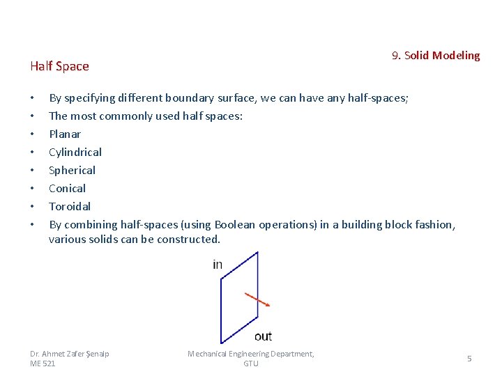 Half Space • • 9. Solid Modeling By specifying different boundary surface, we can