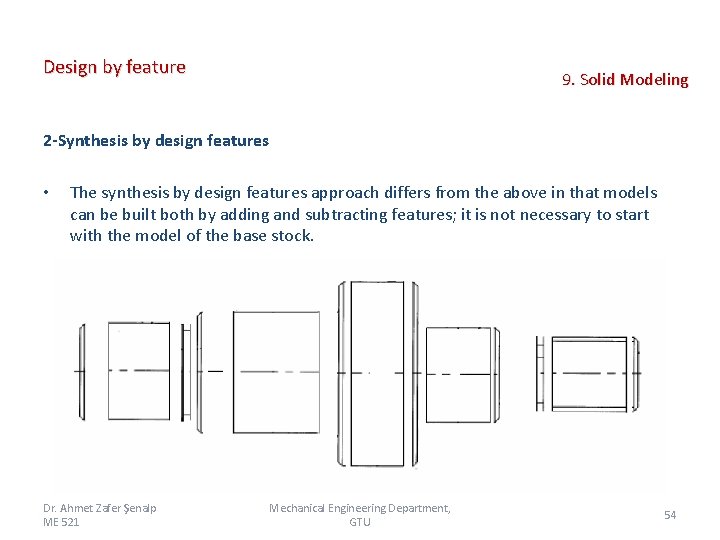 Design by feature 9. Solid Modeling 2 -Synthesis by design features • The synthesis