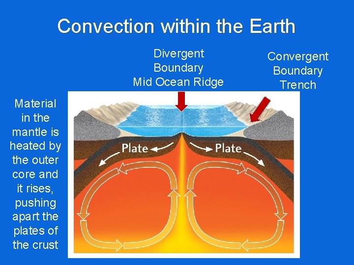 Convection within the Earth Divergent Boundary Mid Ocean Ridge Material in the mantle is