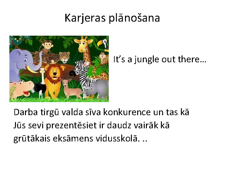 Karjeras plānošana It’s a jungle out there… Darba tirgū valda sīva konkurence un tas