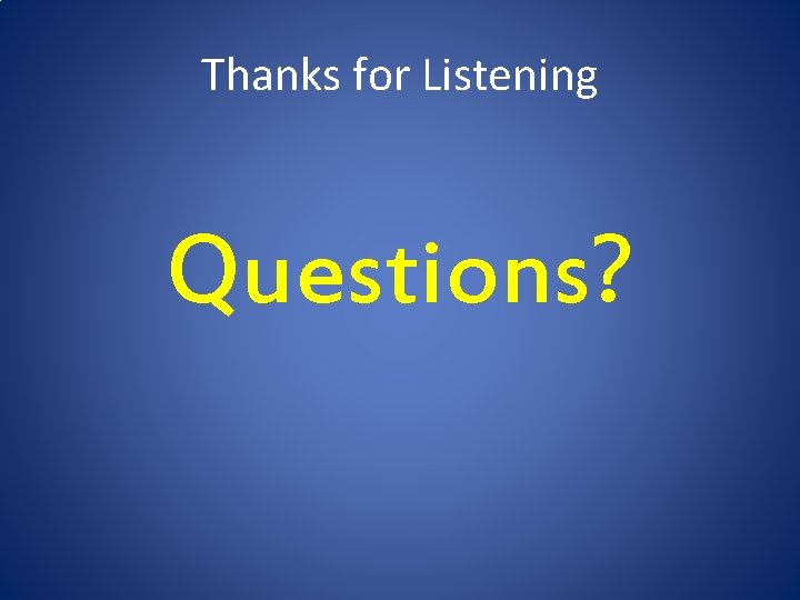 Thanks for Listening Questions? 
