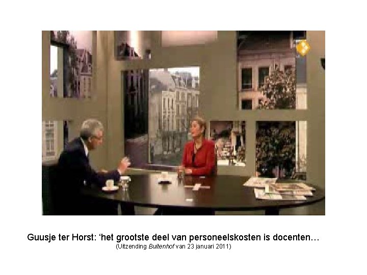 Guusje ter Horst: ‘het grootste deel van personeelskosten is docenten… (Uitzending Buitenhof van 23
