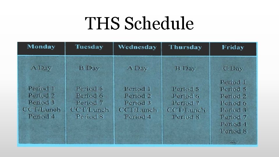 THS Schedule 