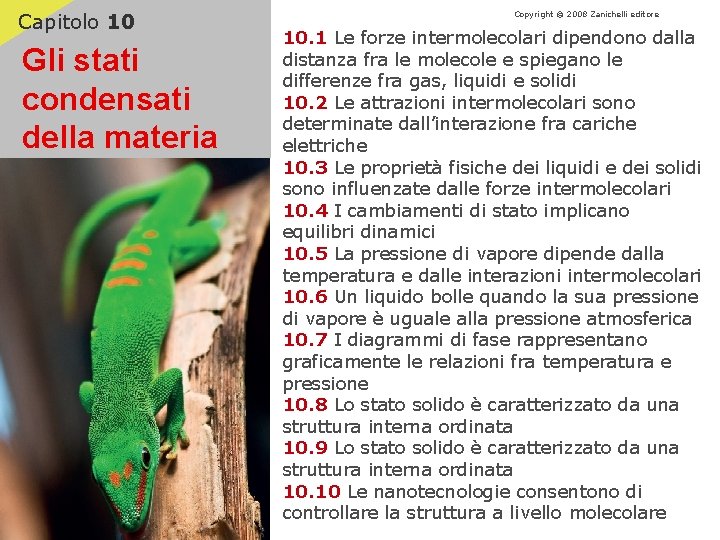 Capitolo 10 Gli stati condensati della materia Copyright © 2008 Zanichelli editore 10. 1