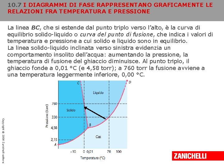 10. 7 I DIAGRAMMI DI FASE RAPPRESENTANO GRAFICAMENTE LE RELAZIONI FRA TEMPERATURA E PRESSIONE