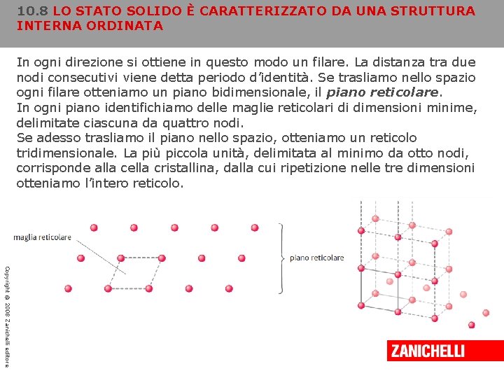 10. 8 LO STATO SOLIDO È CARATTERIZZATO DA UNA STRUTTURA INTERNA ORDINATA In ogni