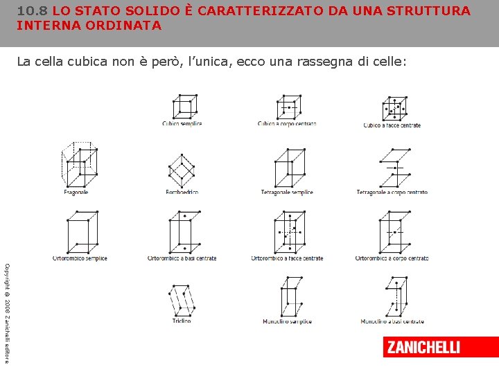 10. 8 LO STATO SOLIDO È CARATTERIZZATO DA UNA STRUTTURA INTERNA ORDINATA La cella