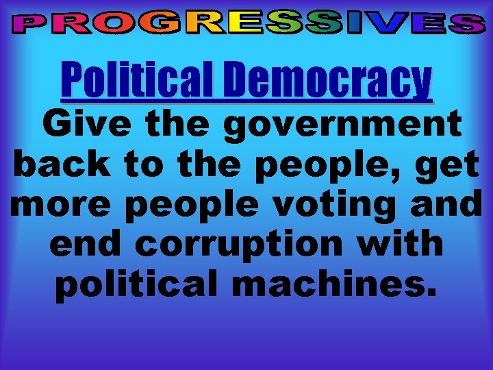 Political Democracy Give the government back to the people, get more people voting and Political Democracy Give the government back to the people, get more people voting and