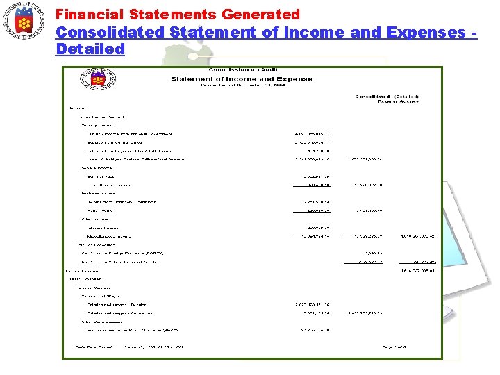 Financial Statements Generated Consolidated Statement of Income and Expenses Detailed 