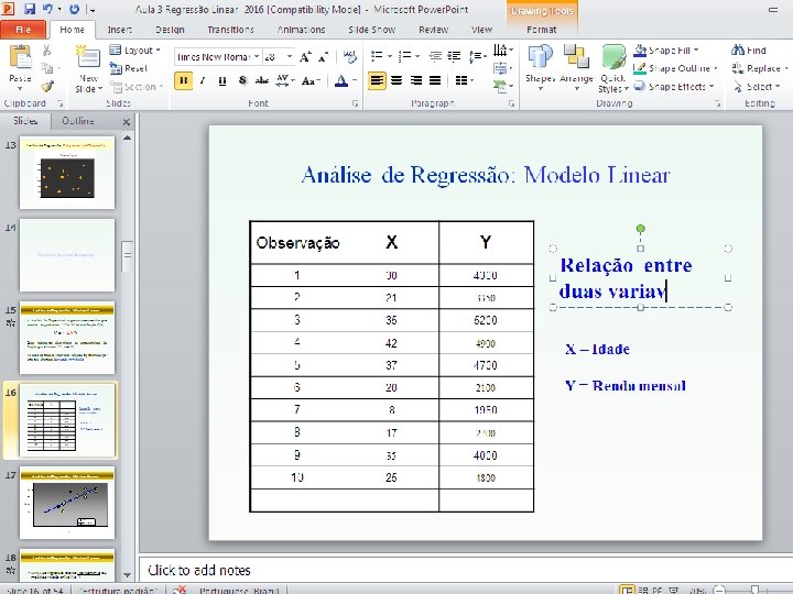 Análise de Regressão: Diagrama de Dispersão x y 30 21 35 370 480 195