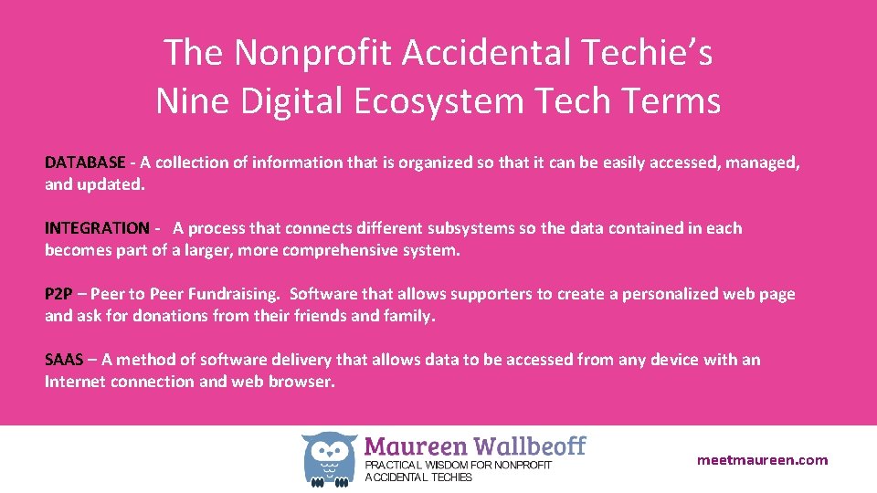 The Nonprofit Accidental Techie’s Nine Digital Ecosystem Tech Terms DATABASE - A collection of