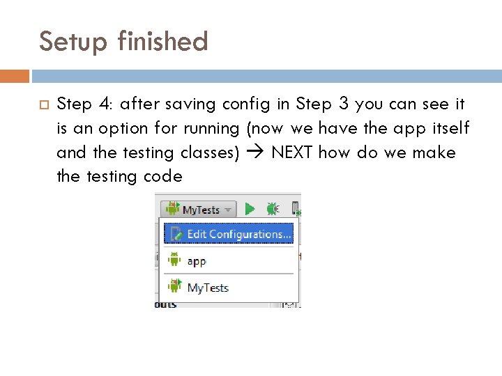 Setup finished Step 4: after saving config in Step 3 you can see it