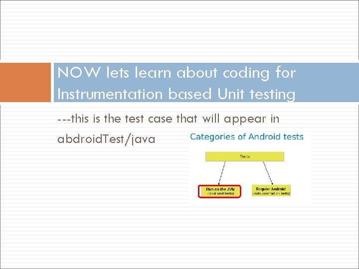 NOW lets learn about coding for Instrumentation based Unit testing ---this is the test