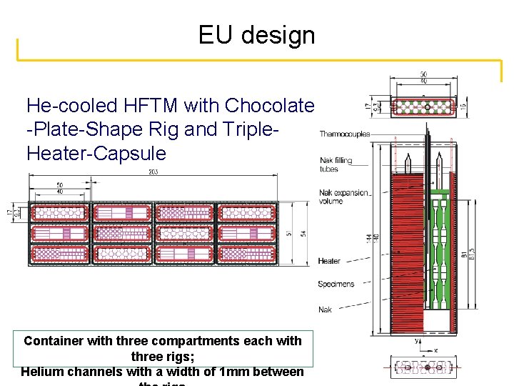 EU design He-cooled HFTM with Chocolate -Plate-Shape Rig and Triple. Heater-Capsule Container with three