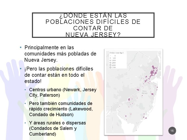 ¿DÓNDE ESTÁN LAS POBLACIONES DIFÍCILES DE CONTAR DE NUEVA JERSEY? • Principalmente en las