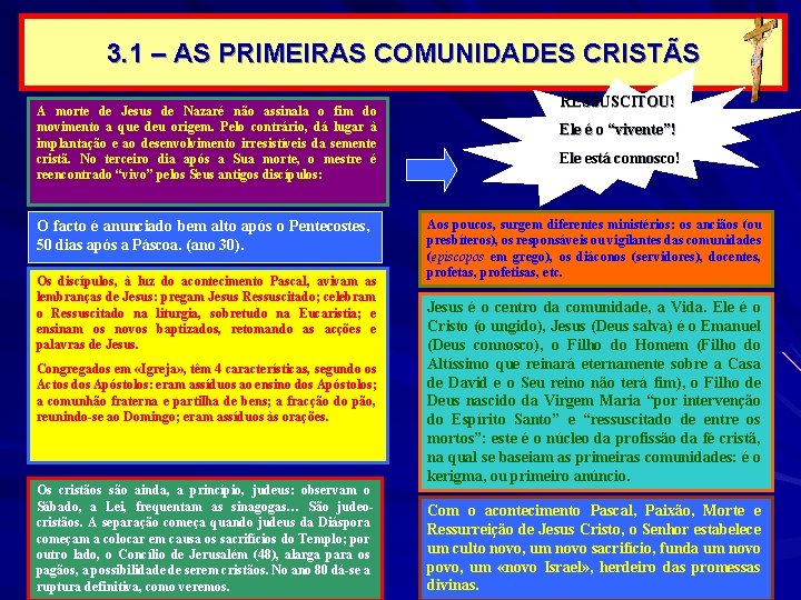 3. 1 – AS PRIMEIRAS COMUNIDADES CRISTÃS A morte de Jesus de Nazaré não 3. 1 – AS PRIMEIRAS COMUNIDADES CRISTÃS A morte de Jesus de Nazaré não