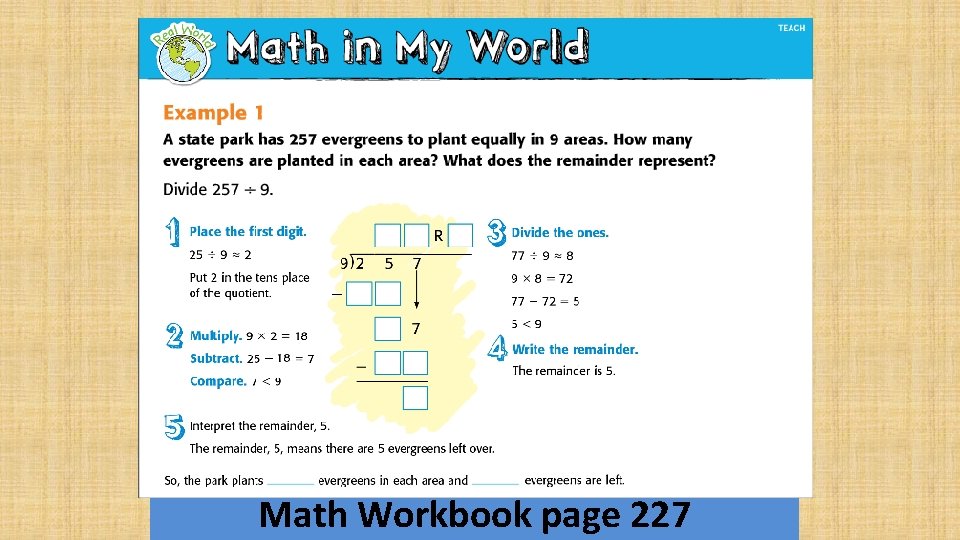 Math Workbook page 227 