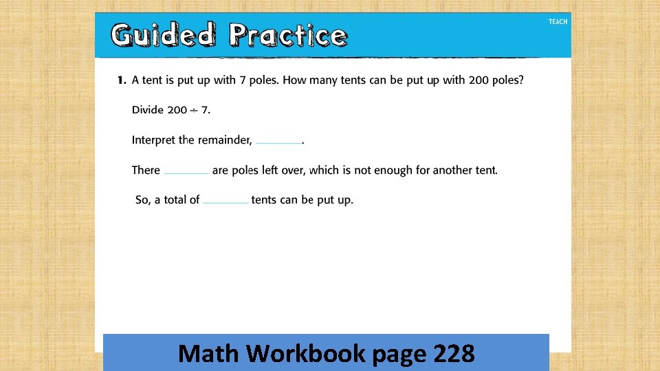Math Workbook page 228 