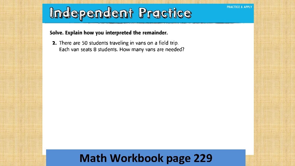 Math Workbook page 229 
