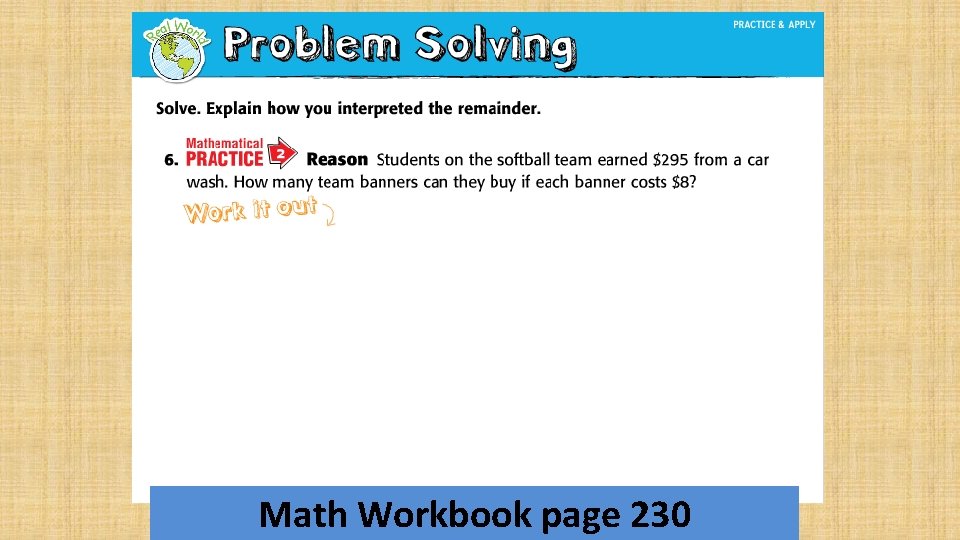 Math Workbook page 230 