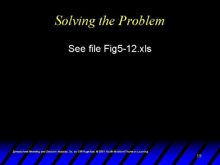 Solving the Problem See file Fig 5 -12. xls Spreadsheet Modeling and Decision Analysis,