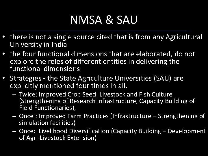 NMSA & SAU • there is not a single source cited that is from
