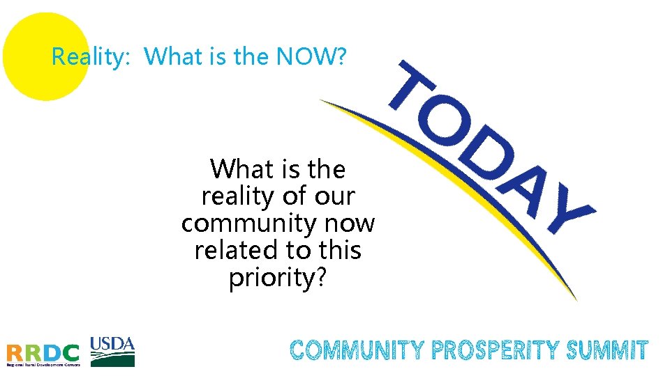 Reality: What is the NOW? What is the reality of our community now related Reality: What is the NOW? What is the reality of our community now related