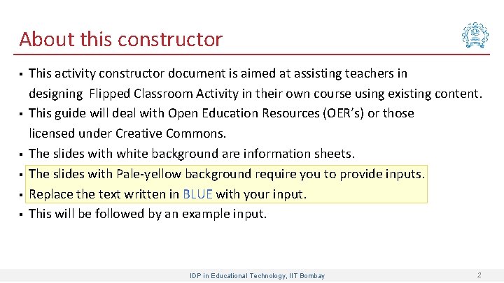 About this constructor § § § This activity constructor document is aimed at assisting