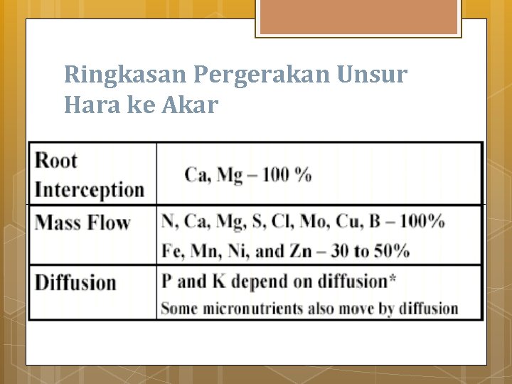 Ringkasan Pergerakan Unsur Hara ke Akar 