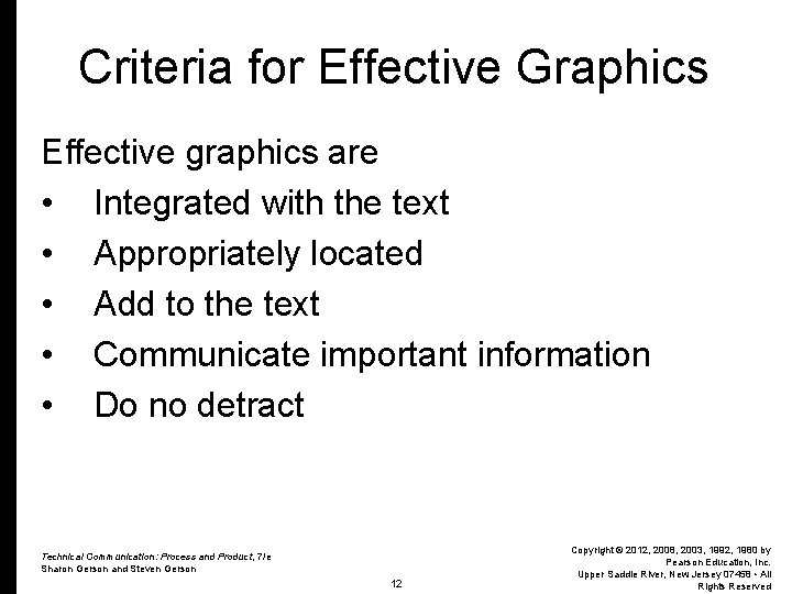 Criteria for Effective Graphics Effective graphics are • Integrated with the text • Appropriately