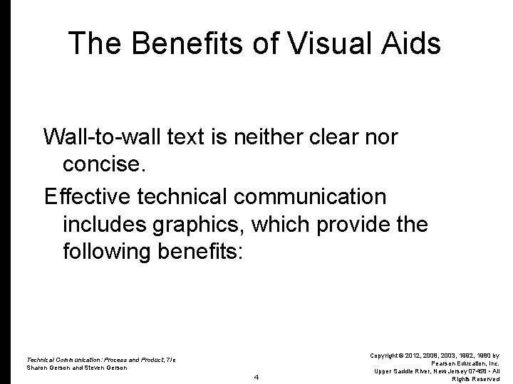 The Benefits of Visual Aids Wall-to-wall text is neither clear nor concise. Effective technical
