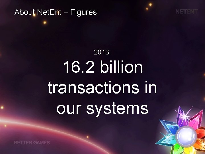 About Net. Ent – Figures 2013: 16. 2 billion transactions in our systems 