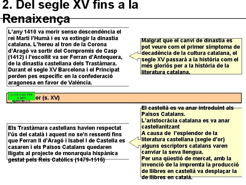 2. Del segle XV fins a la Renaixença L’any 1410 va morir sense descendència